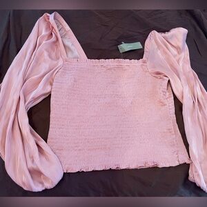 NWT JCREW Peasant top in pink satin.

Size Large